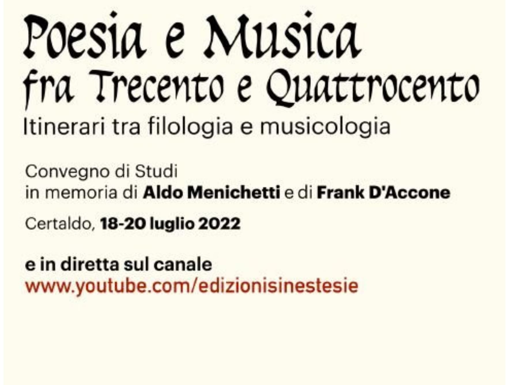 Convegno di Studi &quot;Poesia e Musica fra Trecento e Quattrocento&quot;